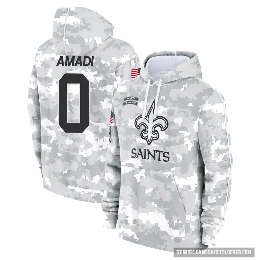 Men's ＃0 Ugo Amadi New Orleans Saints Arctic Camo 2024 Salute to Service Club Fleece Pullover Hoodie