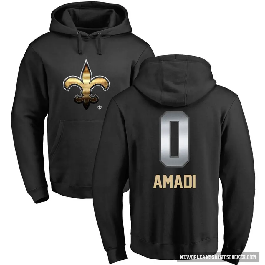 Men's ＃0 Ugo Amadi New Orleans Saints Black Midnight Mascot Pullover Hoodie