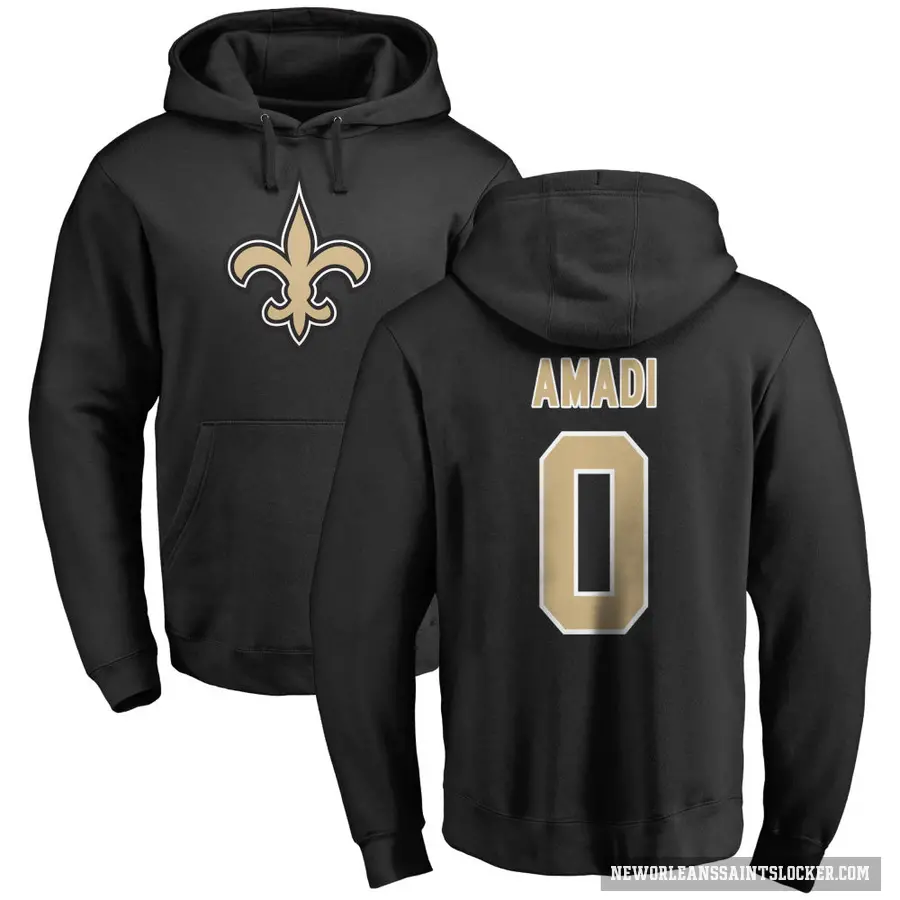 Men's ＃0 Ugo Amadi New Orleans Saints Black Pro Line Logo Pullover Hoodie