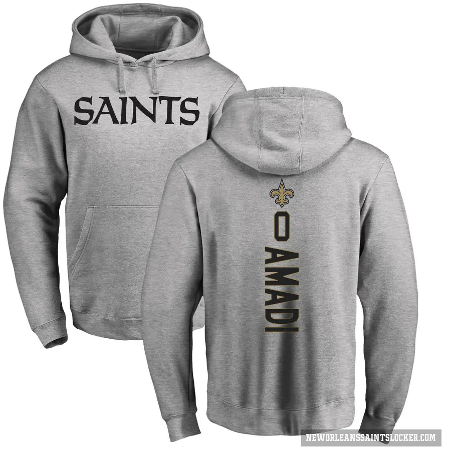 Men's ＃0 Ugo Amadi New Orleans Saints Pro Line Ash Backer Pullover Hoodie