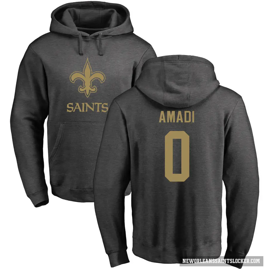 Men's ＃0 Ugo Amadi New Orleans Saints Pro Line by Branded Ash One Color Pullover Hoodie