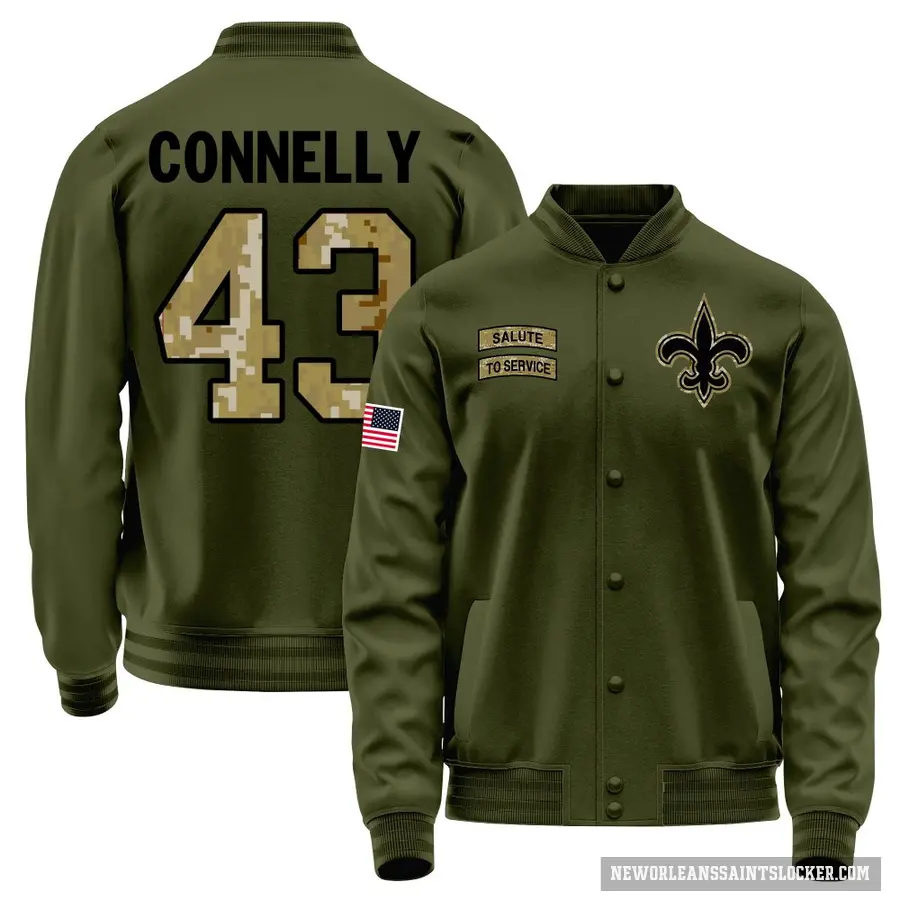 Men's ＃43 Ryan Connelly New Orleans Saints Olive Salute to Service Sideline Performance Jacket