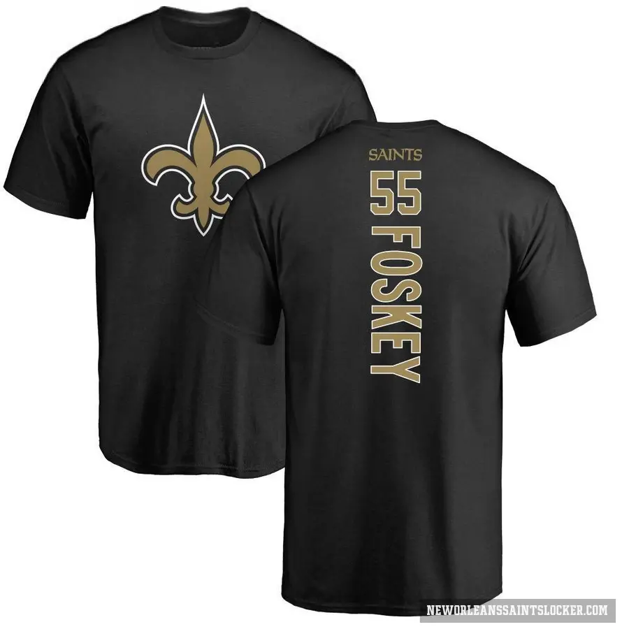 Men's ＃55 Isaiah Foskey New Orleans Saints Black Backer T-Shirt