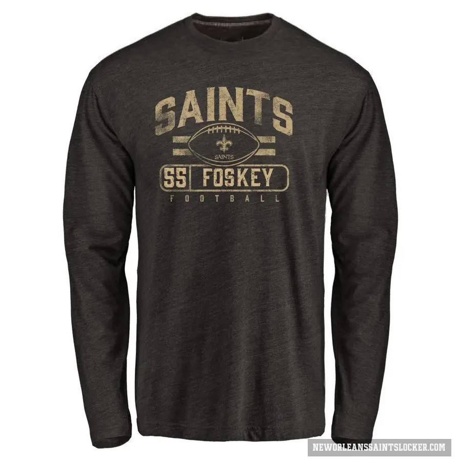 Men's ＃55 Isaiah Foskey New Orleans Saints Black Flanker Long Sleeve T-Shirt