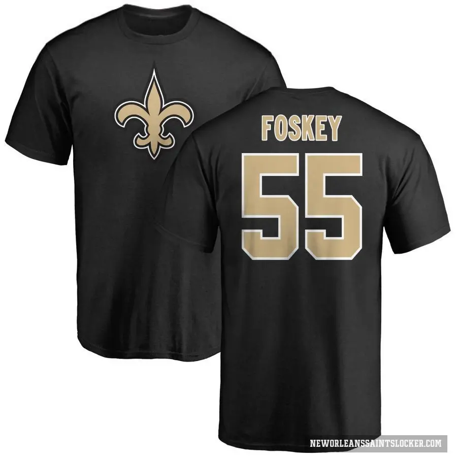 Men's ＃55 Isaiah Foskey New Orleans Saints Black Logo T-Shirt