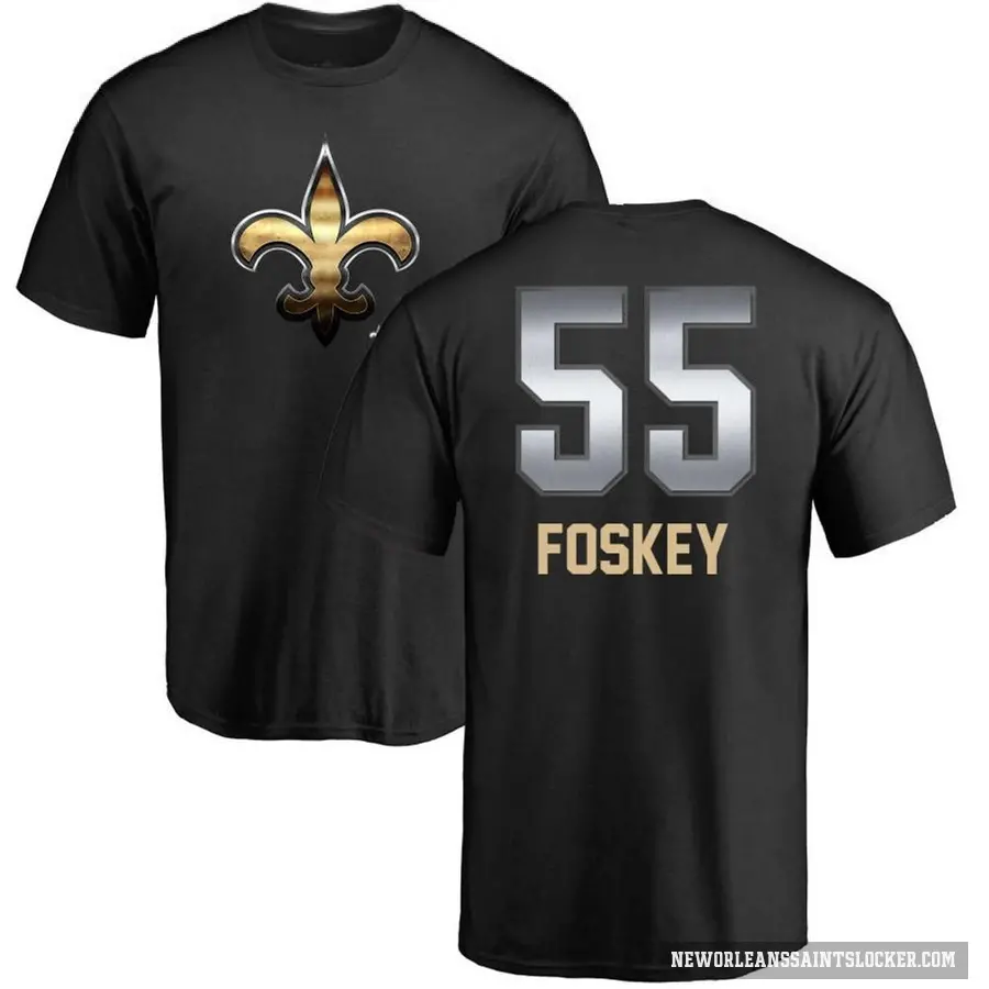 Men's ＃55 Isaiah Foskey New Orleans Saints Black Midnight Mascot T-Shirt