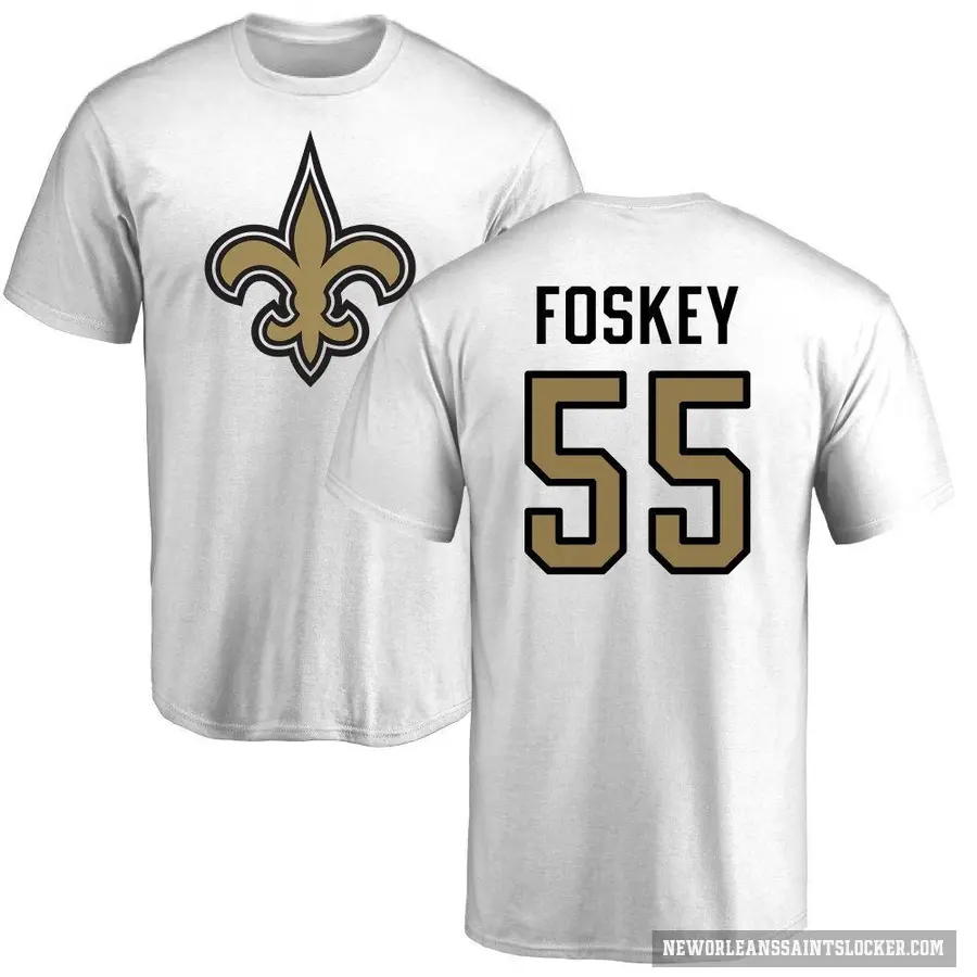 Men's ＃55 Isaiah Foskey New Orleans Saints White Logo T-Shirt