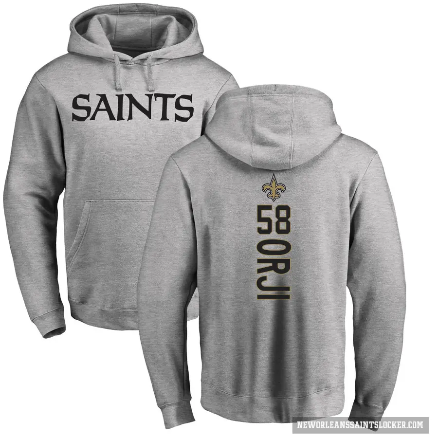 Men's ＃58 Anfernee Orji New Orleans Saints Pro Line Ash Backer Pullover Hoodie