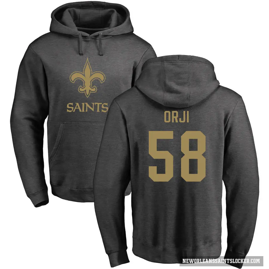 Men's ＃58 Anfernee Orji New Orleans Saints Pro Line by Branded Ash One Color Pullover Hoodie