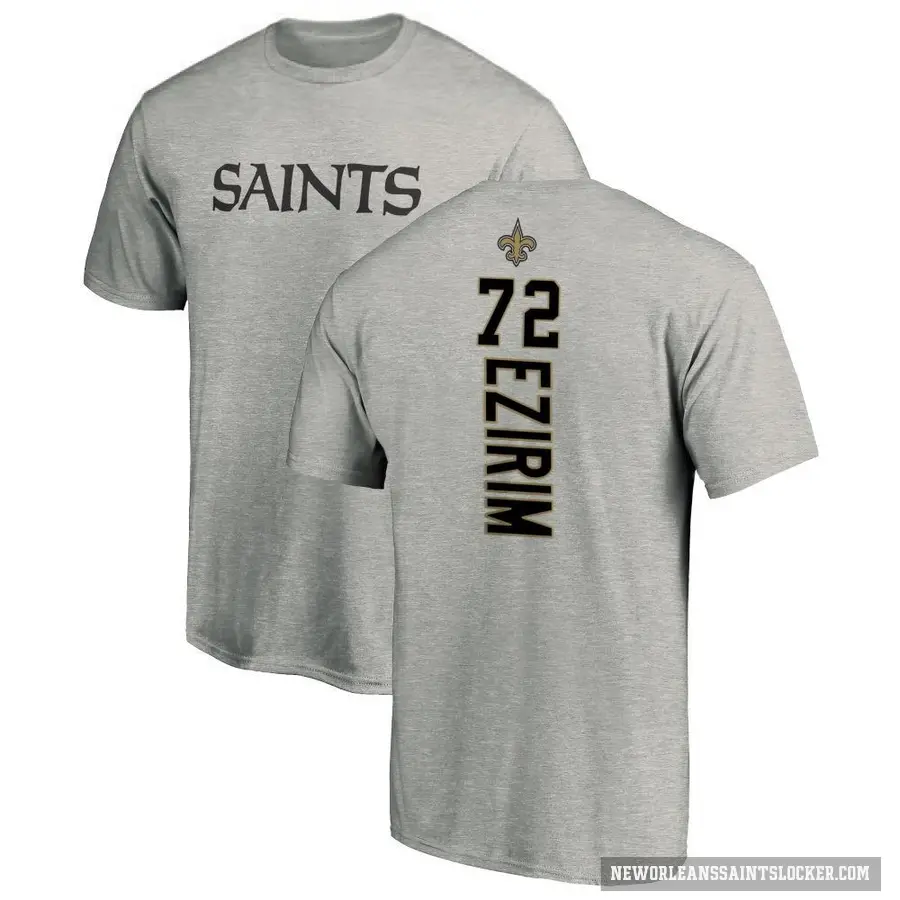 Men's ＃72 Josiah Ezirim New Orleans Saints Ash Backer T-Shirt