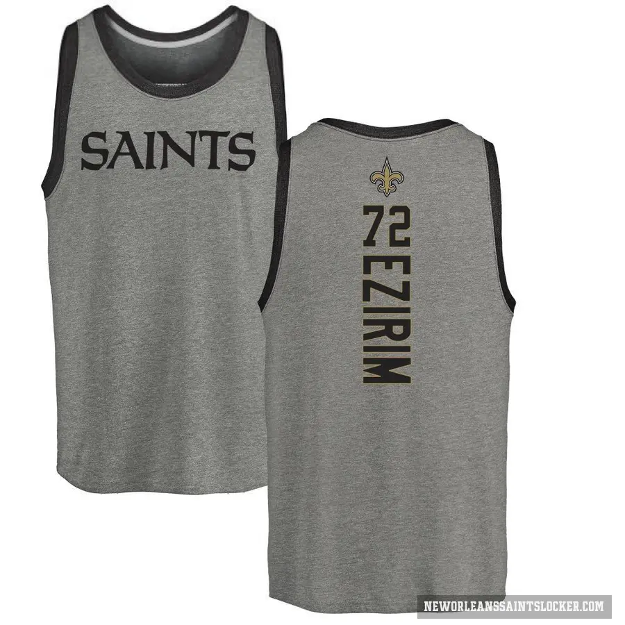 Men's ＃72 Josiah Ezirim New Orleans Saints Ash Backer Tank Top