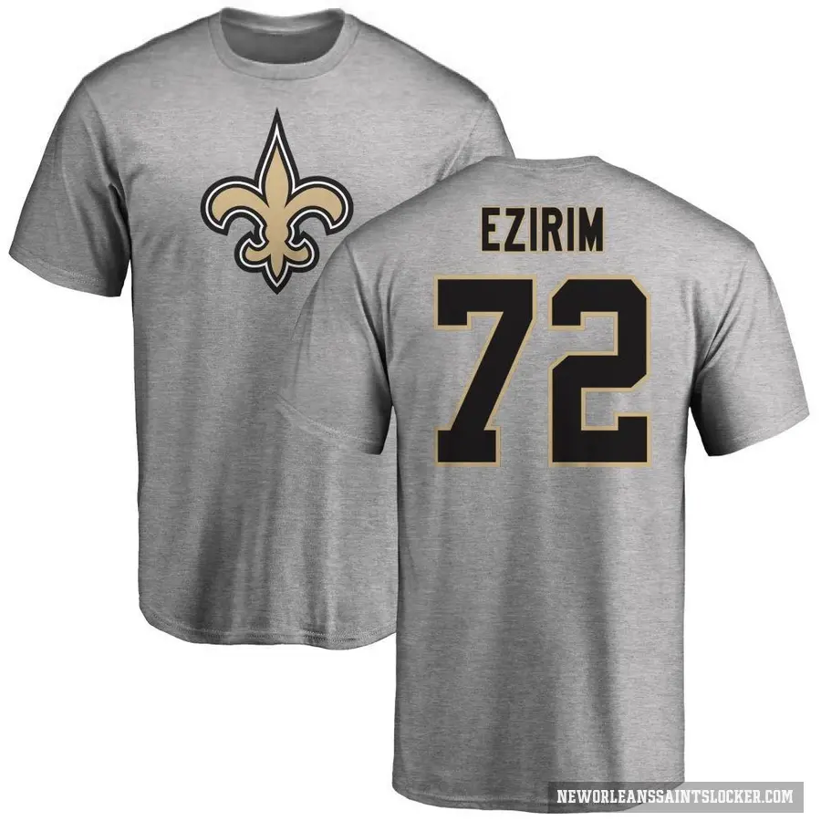 Men's ＃72 Josiah Ezirim New Orleans Saints Ash Logo T-Shirt