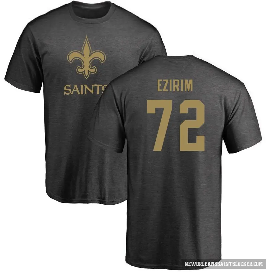 Men's ＃72 Josiah Ezirim New Orleans Saints Ash One Color T-Shirt