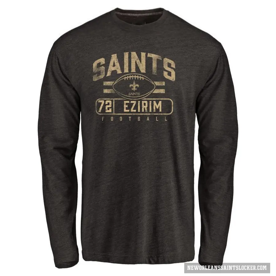 Men's ＃72 Josiah Ezirim New Orleans Saints Black Flanker Long Sleeve T-Shirt