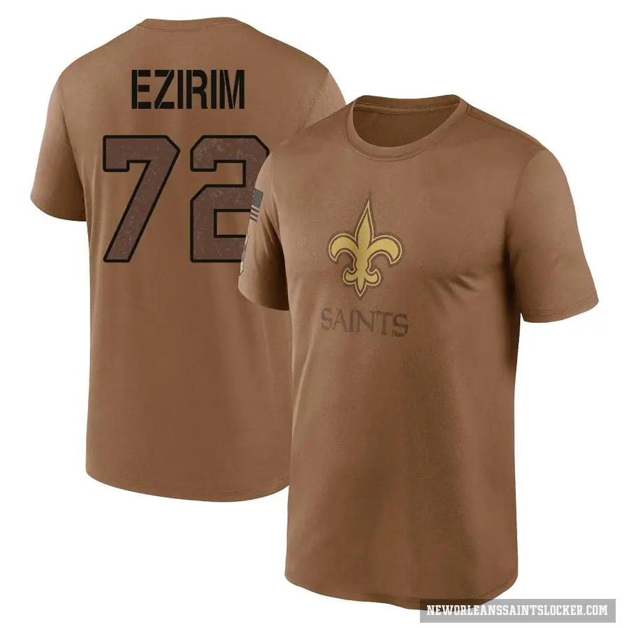 Men's ＃72 Josiah Ezirim New Orleans Saints Brown 2023 Salute To Service Performance T-Shirt