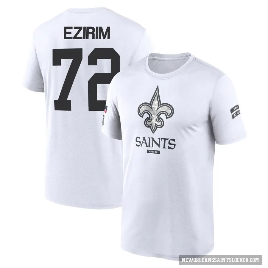 Men's ＃72 Josiah Ezirim New Orleans Saints White 2024 Salute to Service Performance T-Shirt