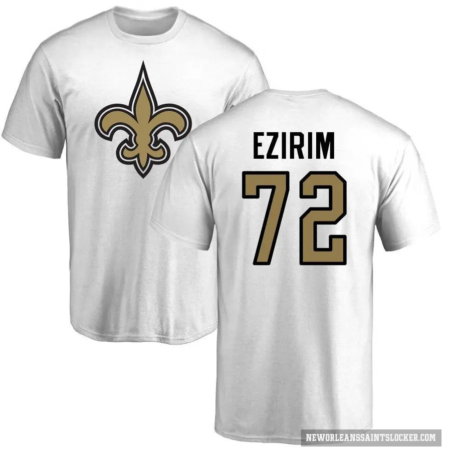 Men's ＃72 Josiah Ezirim New Orleans Saints White Logo T-Shirt