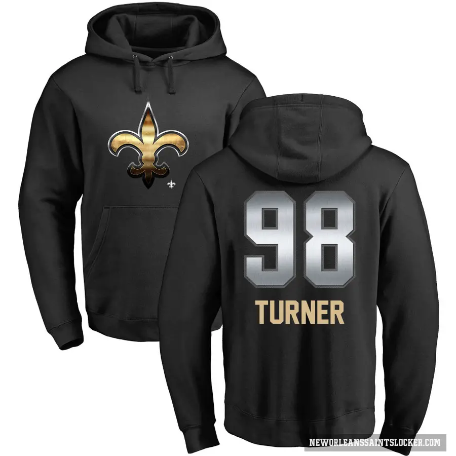 Men's ＃98 Payton Turner New Orleans Saints Black Midnight Mascot Pullover Hoodie