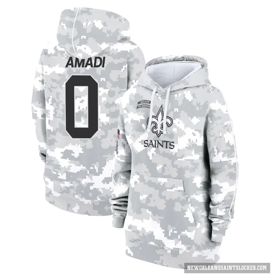 Women's ＃0 Ugo Amadi New Orleans Saints Arctic Camo 2024 Salute to Service Club Fleece Pullover Hoodie