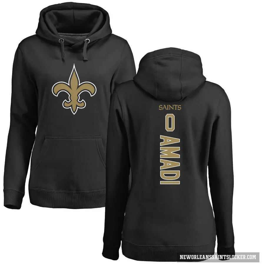 Women's ＃0 Ugo Amadi New Orleans Saints Black Pro Line Backer Pullover Hoodie