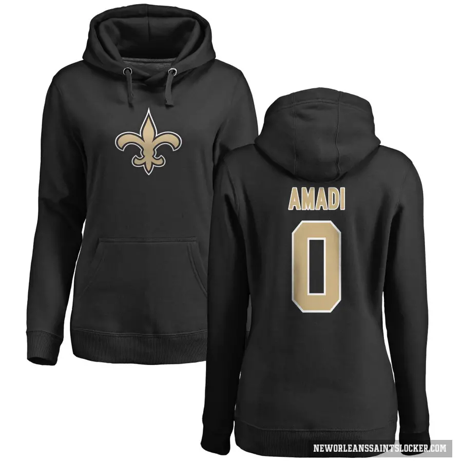 Women's ＃0 Ugo Amadi New Orleans Saints Black Pro Line Logo Pullover Hoodie