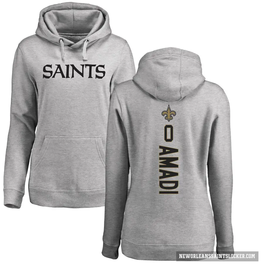 Women's ＃0 Ugo Amadi New Orleans Saints Pro Line Ash Backer Pullover Hoodie