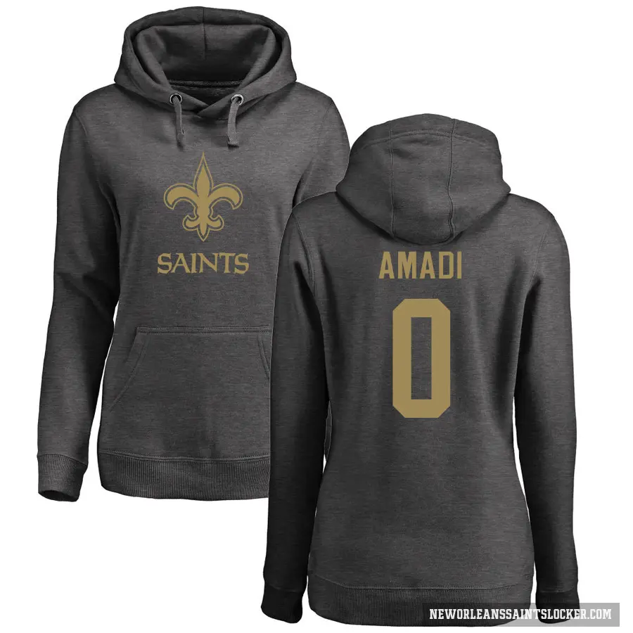 Women's ＃0 Ugo Amadi New Orleans Saints Pro Line by Branded Ash One Color Pullover Hoodie