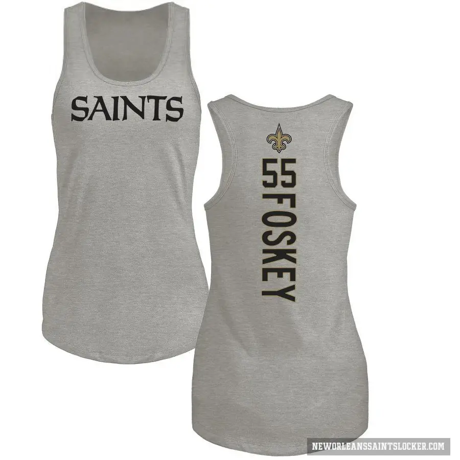 Women's ＃55 Isaiah Foskey New Orleans Saints Ash Backer Tank Top