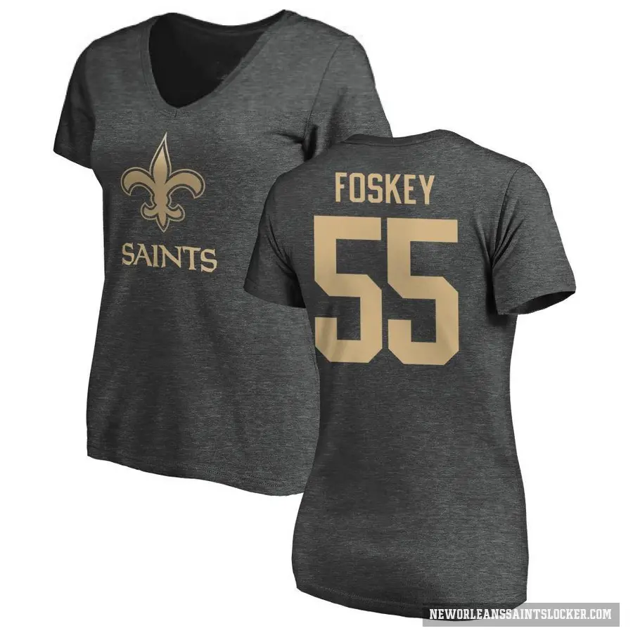 Women's ＃55 Isaiah Foskey New Orleans Saints Ash One Color T-Shirt