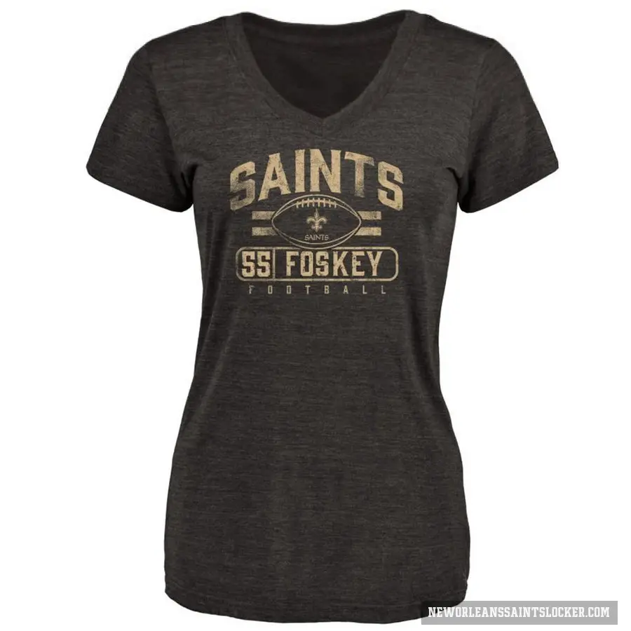 Women's ＃55 Isaiah Foskey New Orleans Saints Black Flanker T-Shirt