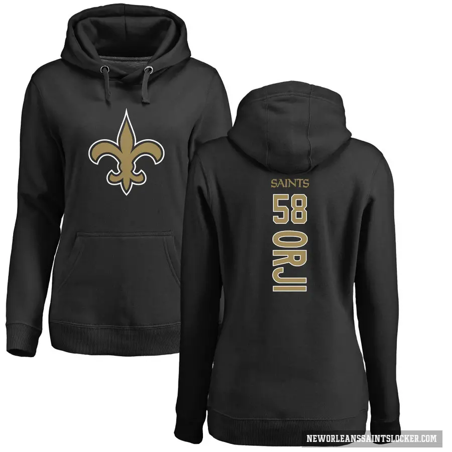 Women's ＃58 Anfernee Orji New Orleans Saints Black Pro Line Backer Pullover Hoodie