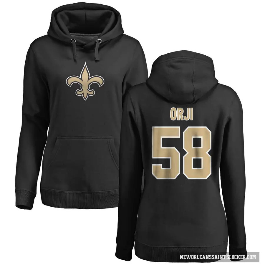 Women's ＃58 Anfernee Orji New Orleans Saints Black Pro Line Logo Pullover Hoodie