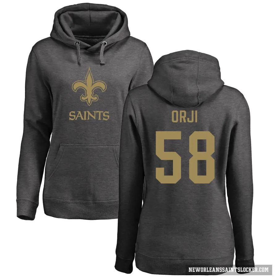 Women's ＃58 Anfernee Orji New Orleans Saints Pro Line by Branded Ash One Color Pullover Hoodie