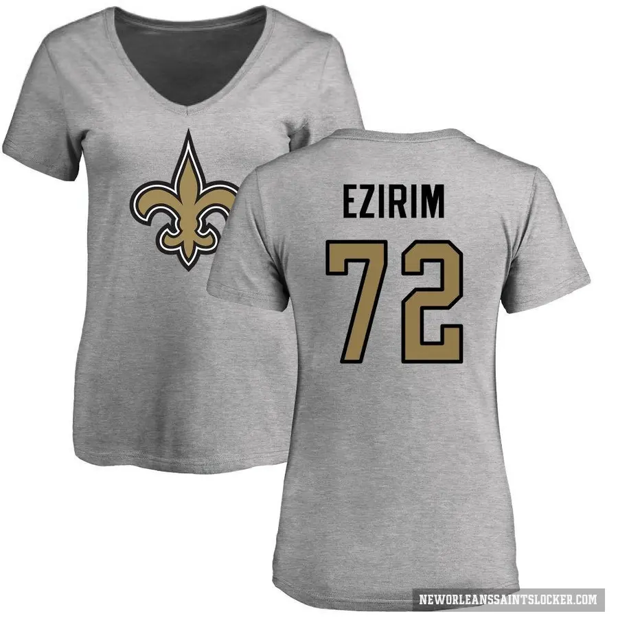 Women's ＃72 Josiah Ezirim New Orleans Saints Ash Logo Slim Fit T-Shirt