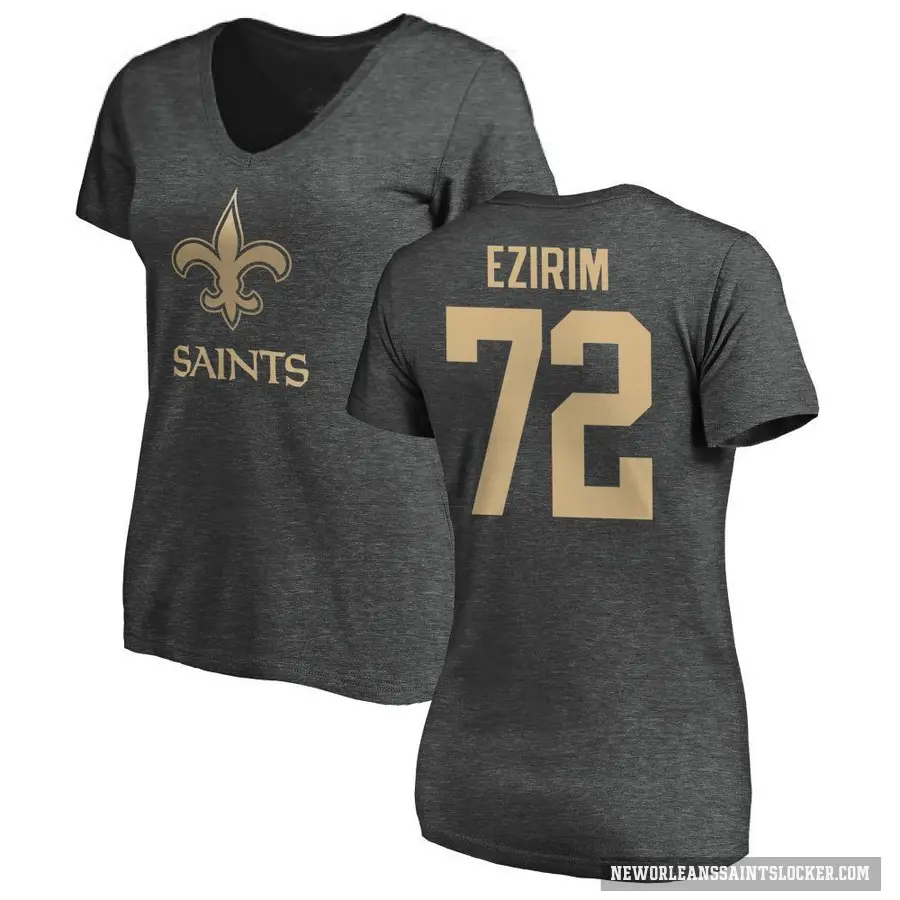 Women's ＃72 Josiah Ezirim New Orleans Saints Ash One Color T-Shirt