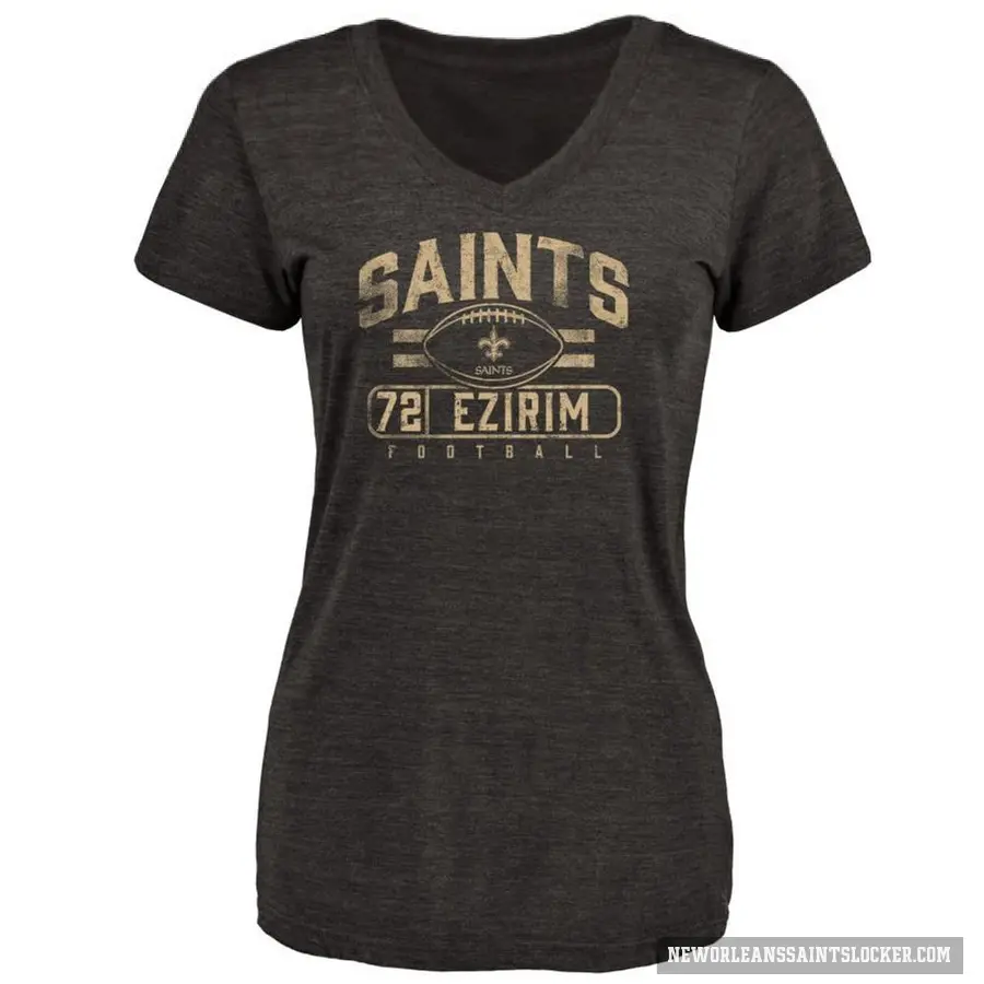 Women's ＃72 Josiah Ezirim New Orleans Saints Black Flanker T-Shirt