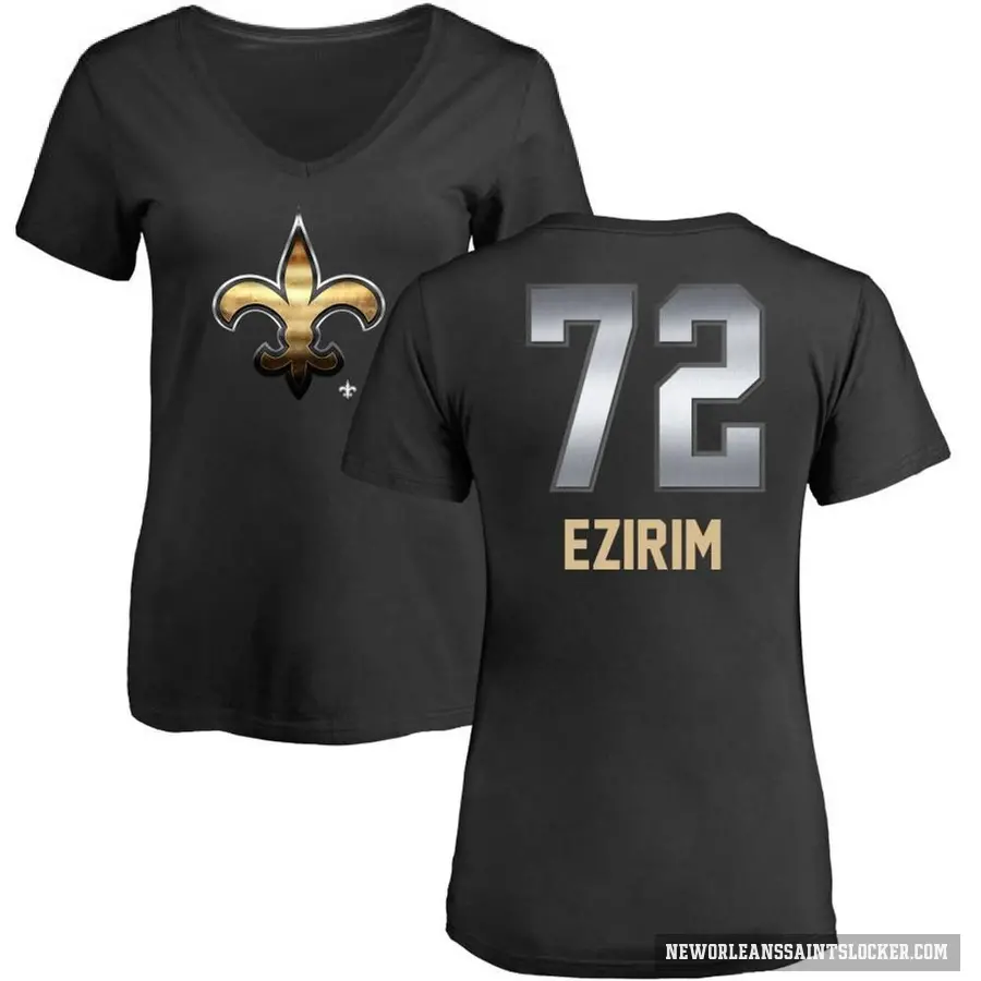 Women's ＃72 Josiah Ezirim New Orleans Saints Black Midnight Mascot T-Shirt