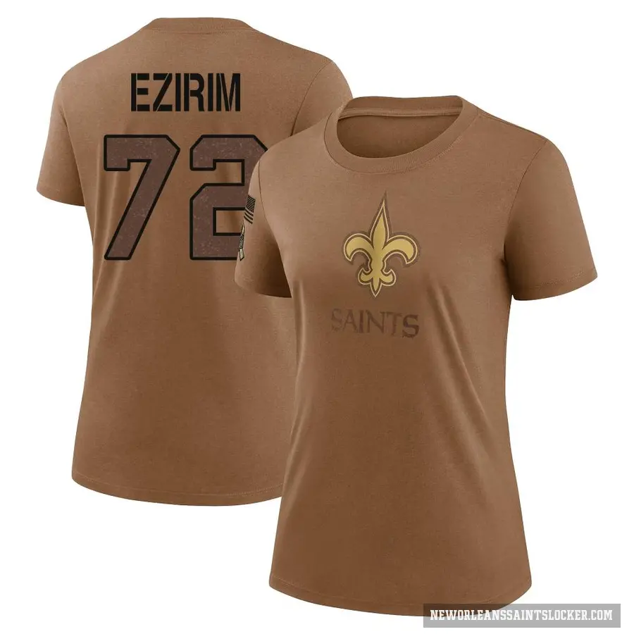 Women's ＃72 Josiah Ezirim New Orleans Saints Brown 2023 Salute To Service Performance T-Shirt