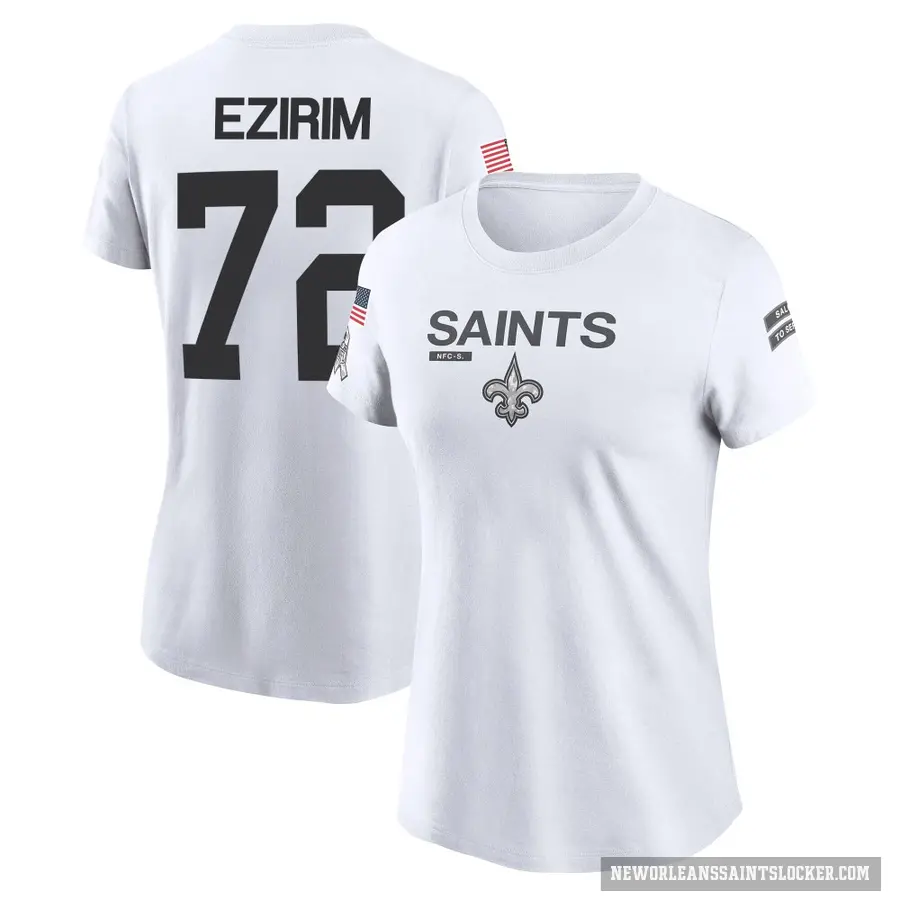 Women's ＃72 Josiah Ezirim New Orleans Saints White 2024 Salute to Service Performance T-Shirt