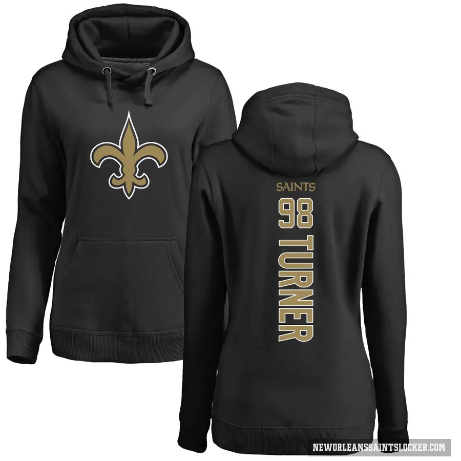 Women's ＃98 Payton Turner New Orleans Saints Black Pro Line Backer Pullover Hoodie