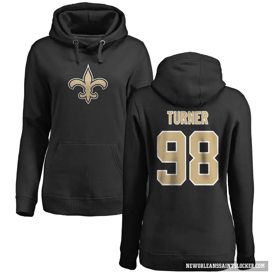 Women's ＃98 Payton Turner New Orleans Saints Black Pro Line Logo Pullover Hoodie