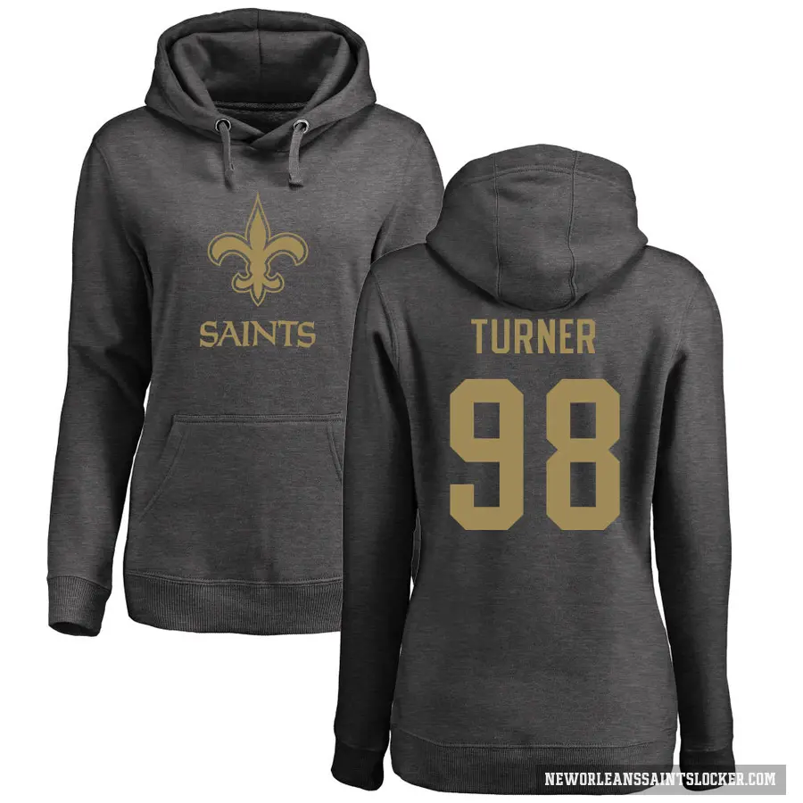 Women's ＃98 Payton Turner New Orleans Saints Pro Line by Branded Ash One Color Pullover Hoodie