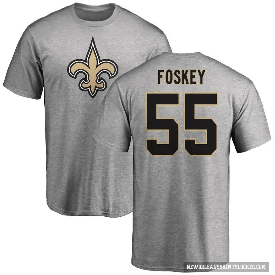 Youth ＃55 Isaiah Foskey New Orleans Saints Ash Logo T-Shirt