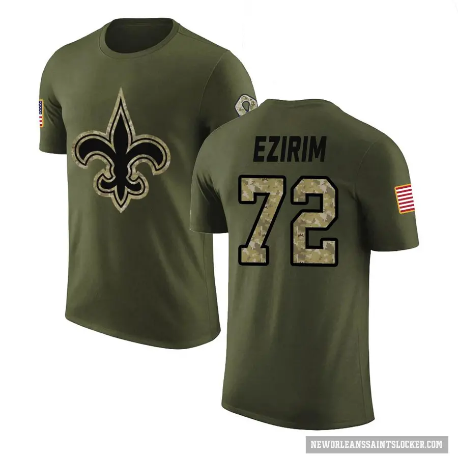 Youth ＃72 Josiah Ezirim New Orleans Saints Olive Salute to Service T-Shirt