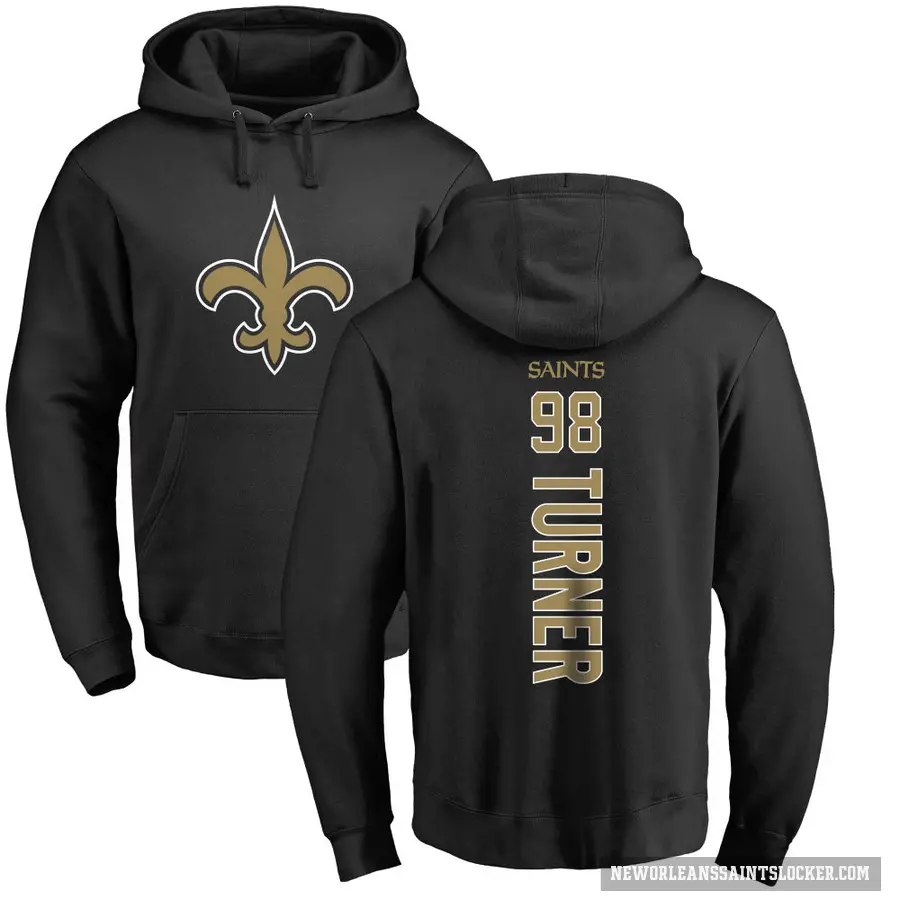 Youth ＃98 Payton Turner New Orleans Saints Black Pro Line Backer Pullover Hoodie